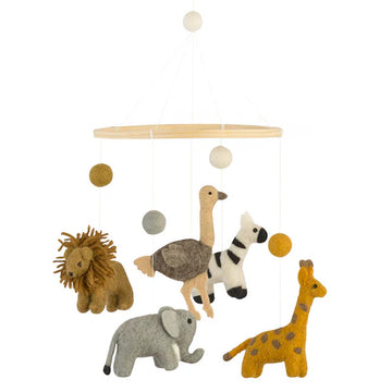 Handgefertigtes Filz-Mobile Safari Tiere
