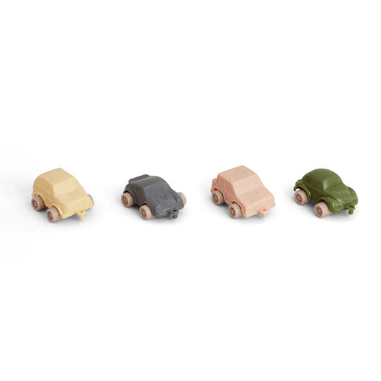 Mini Holzautos Set in Naturfarben für Kinder